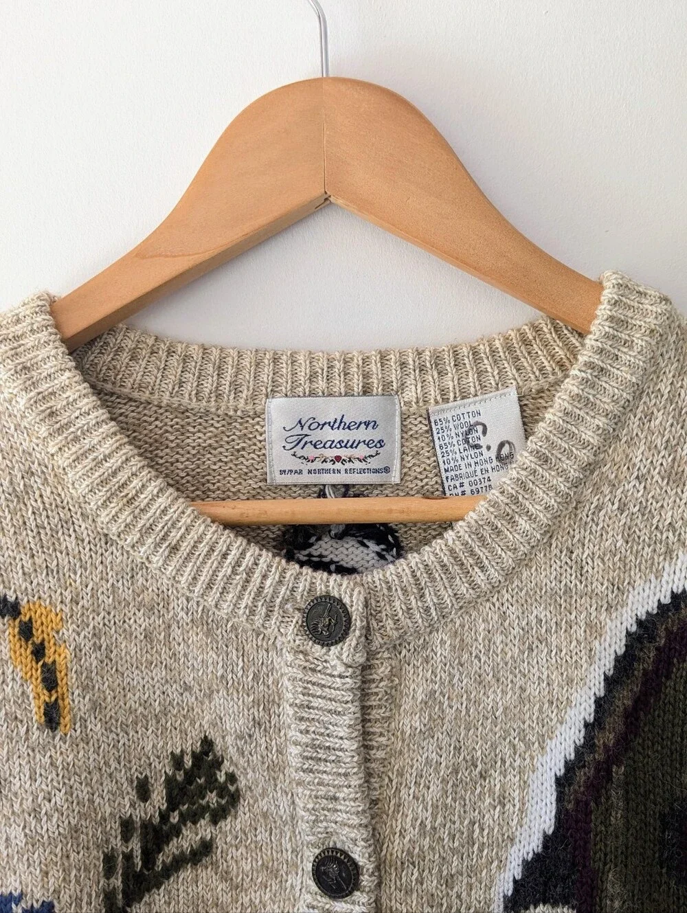 Vintage Cotton/Wool Northern Reflections Bird Themed Cardigan - Picture 3 of 11